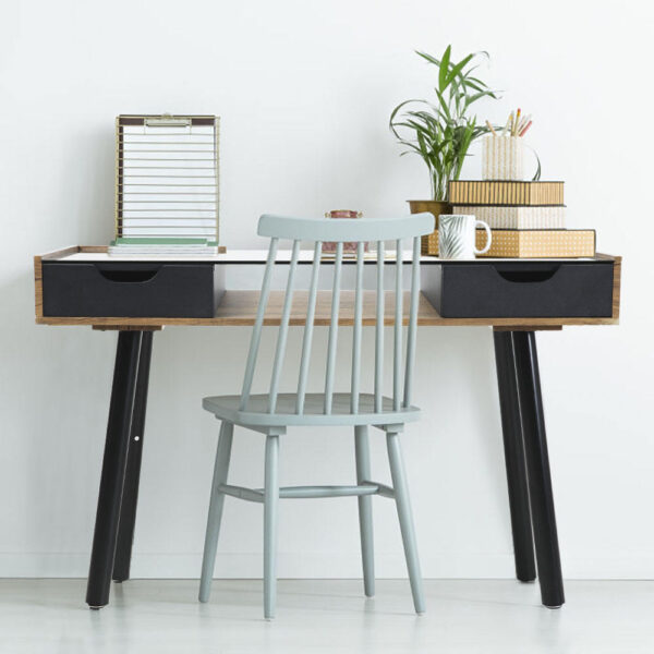 High-end Modern Computer Desk with Drawers and Open Cube Storage